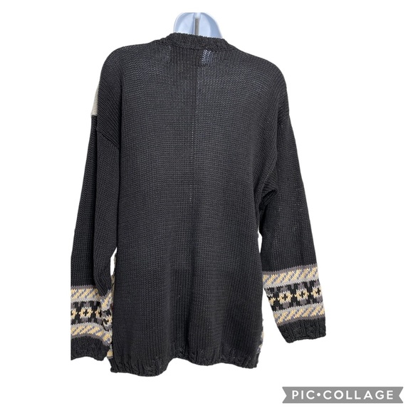 Crystal-Kobe Sweater Chunky Knit Multi Pattern Cabincore Sz M - Picture 2 of 7